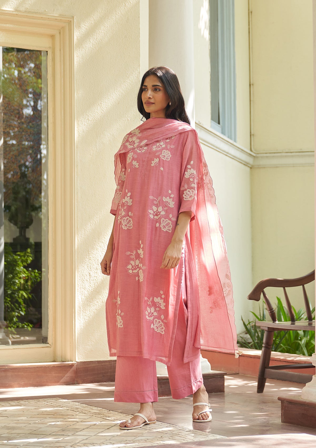 Peony Applique Kurta Set
