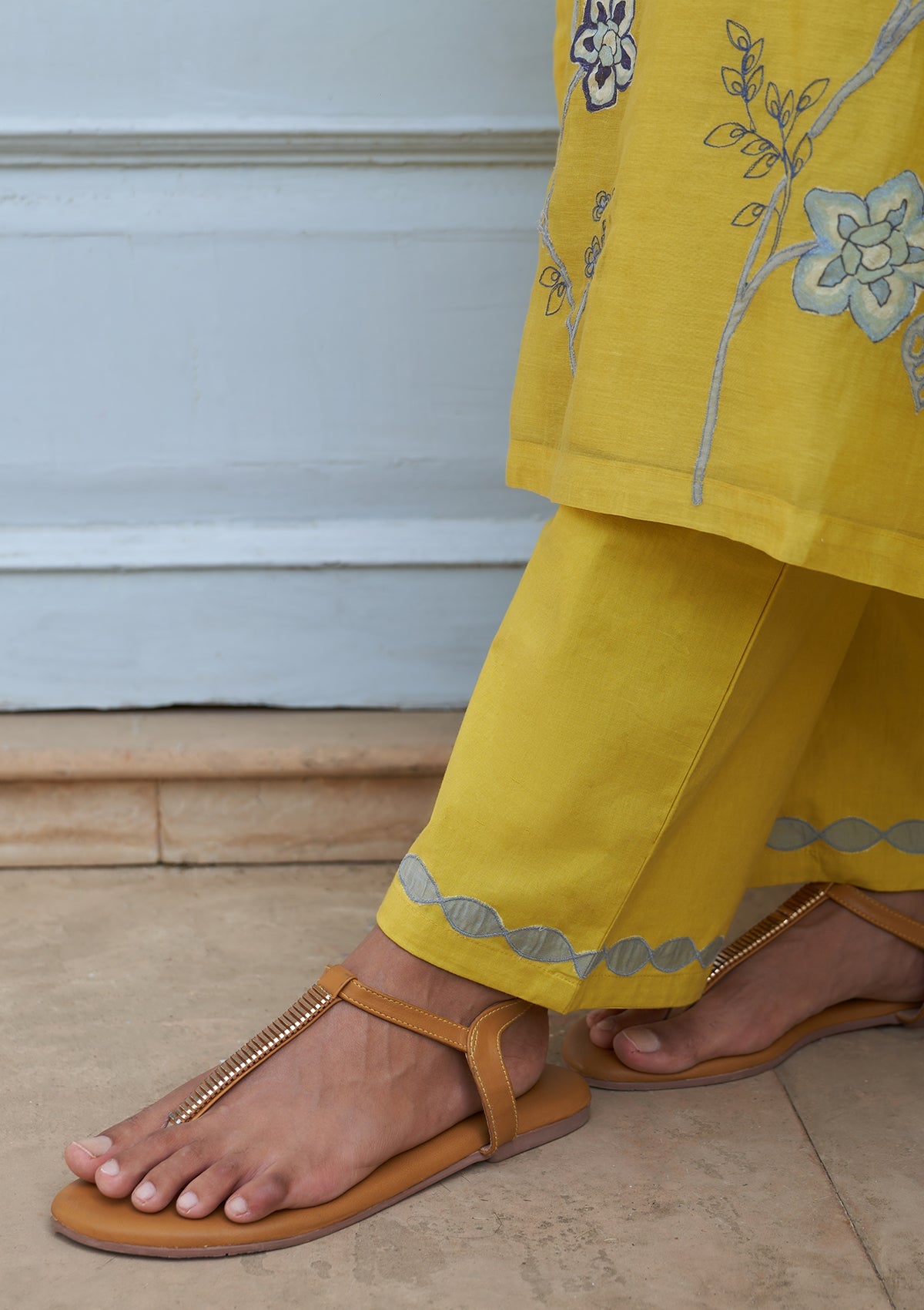 Daffodil Applique Embroidered Kurta Set