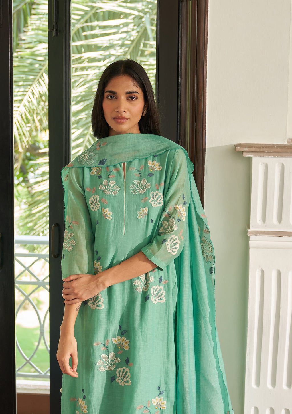 Mint Floral Kurta Set