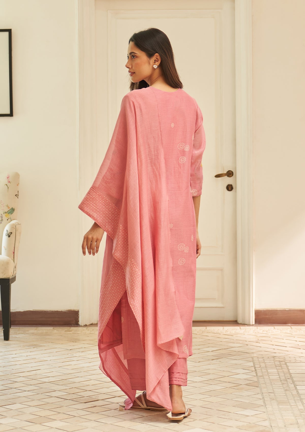 Peony Floral Applique Kurta Set