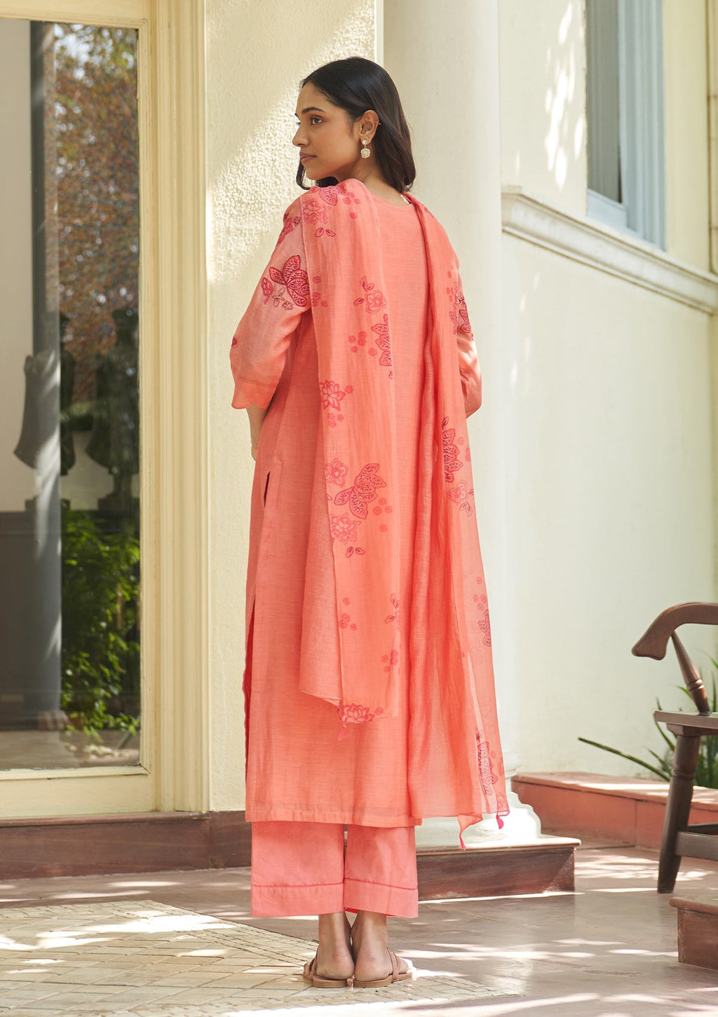Hibiscus Applique Kurta Set