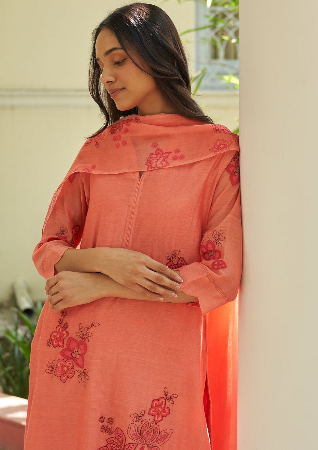 Hibiscus Applique Kurta Set