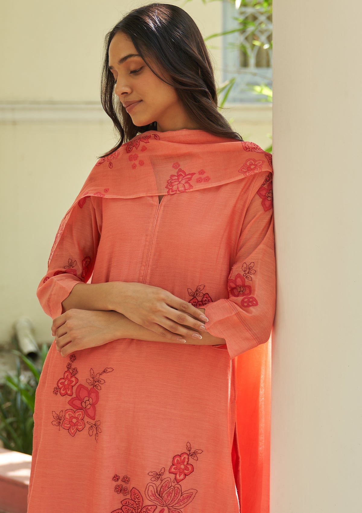 Hibiscus Applique Kurta Set