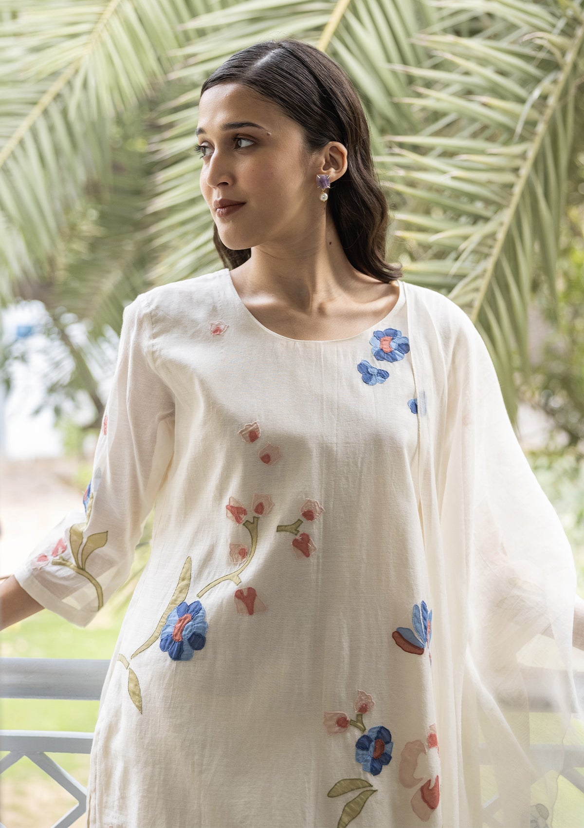 Pearl Multihued Applique Kurta Set