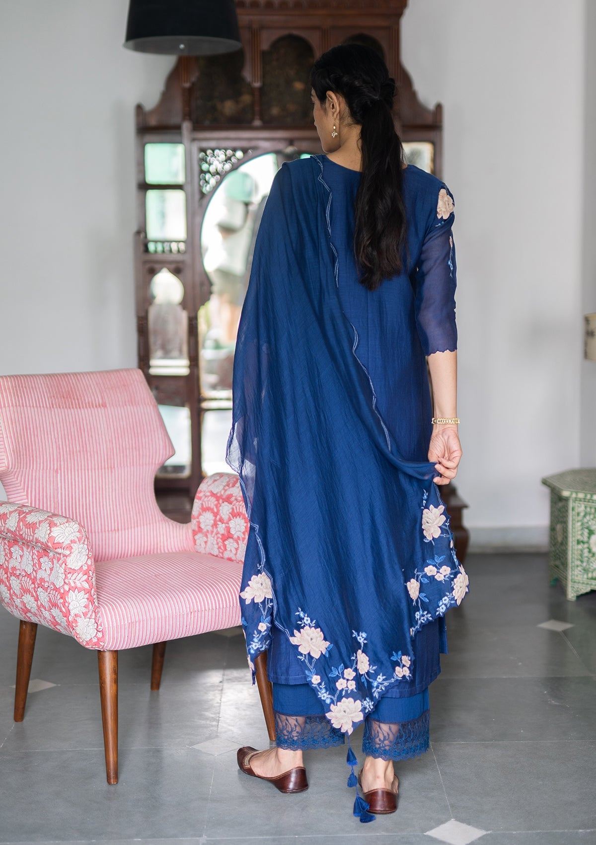 Sapphire Floral Applique Kurta Set